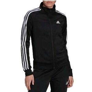 NWT Adidas Womens Track 3 Stripe Full Zip Slim Fit Jacket Black XL Sports